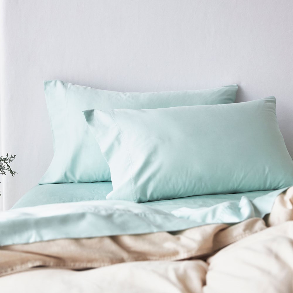 Bamboo Cotton Pillowcase Pale Blue George Street Linen