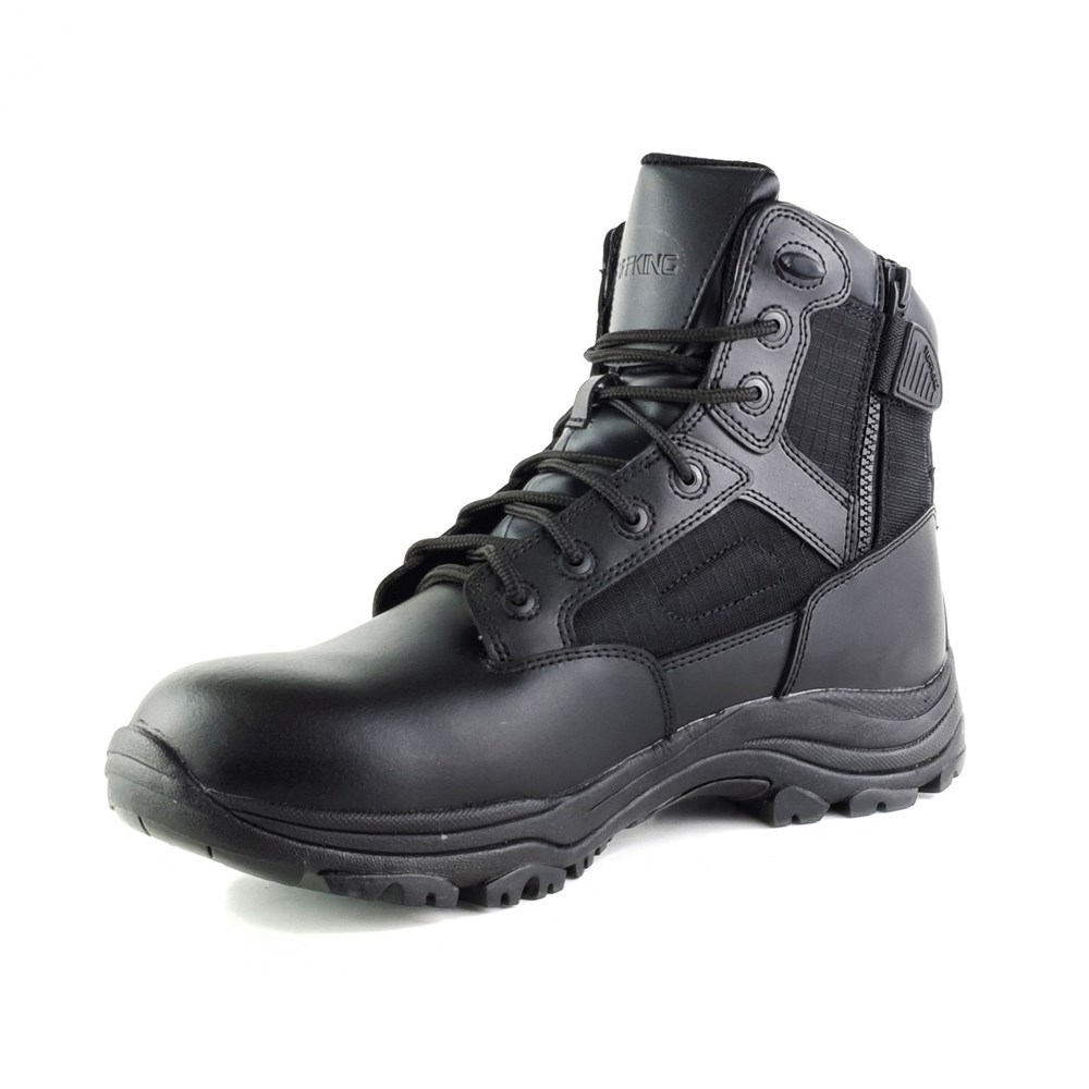 Tuffking 9126 Raid Side Zip & Lace Up Black Tactical Boots EN20347 