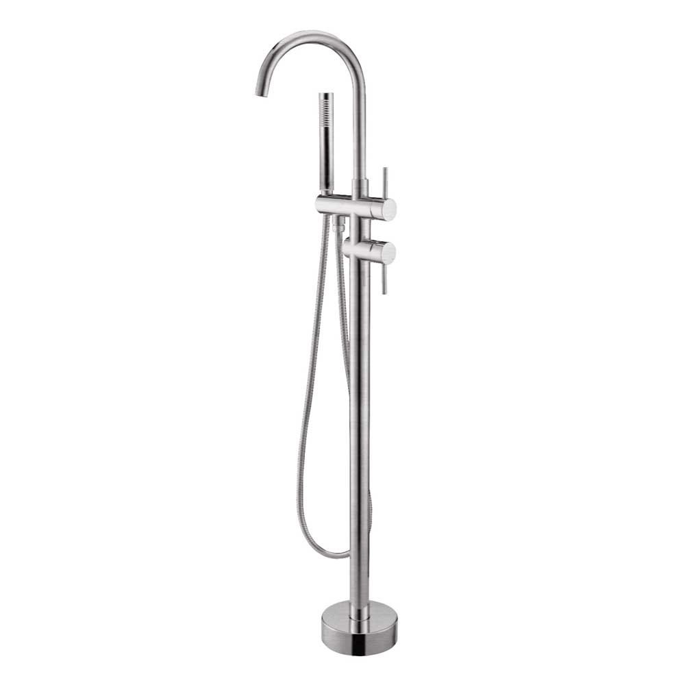 Brushed Nickel Freestanding Tap with Handheld Shower