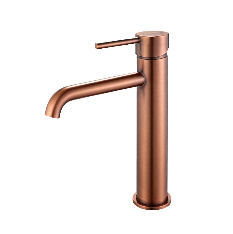 LUCID PIN Series Round Brushed Copper Tall Basin Mixer