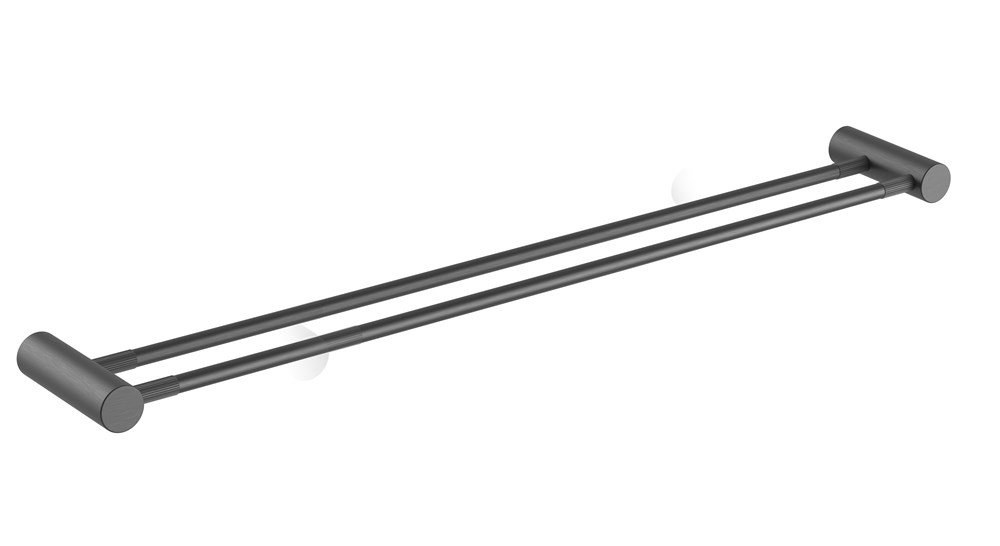 CADDENCE - 800mm Brushed Gunmetal Double Towel Rail - Image 2