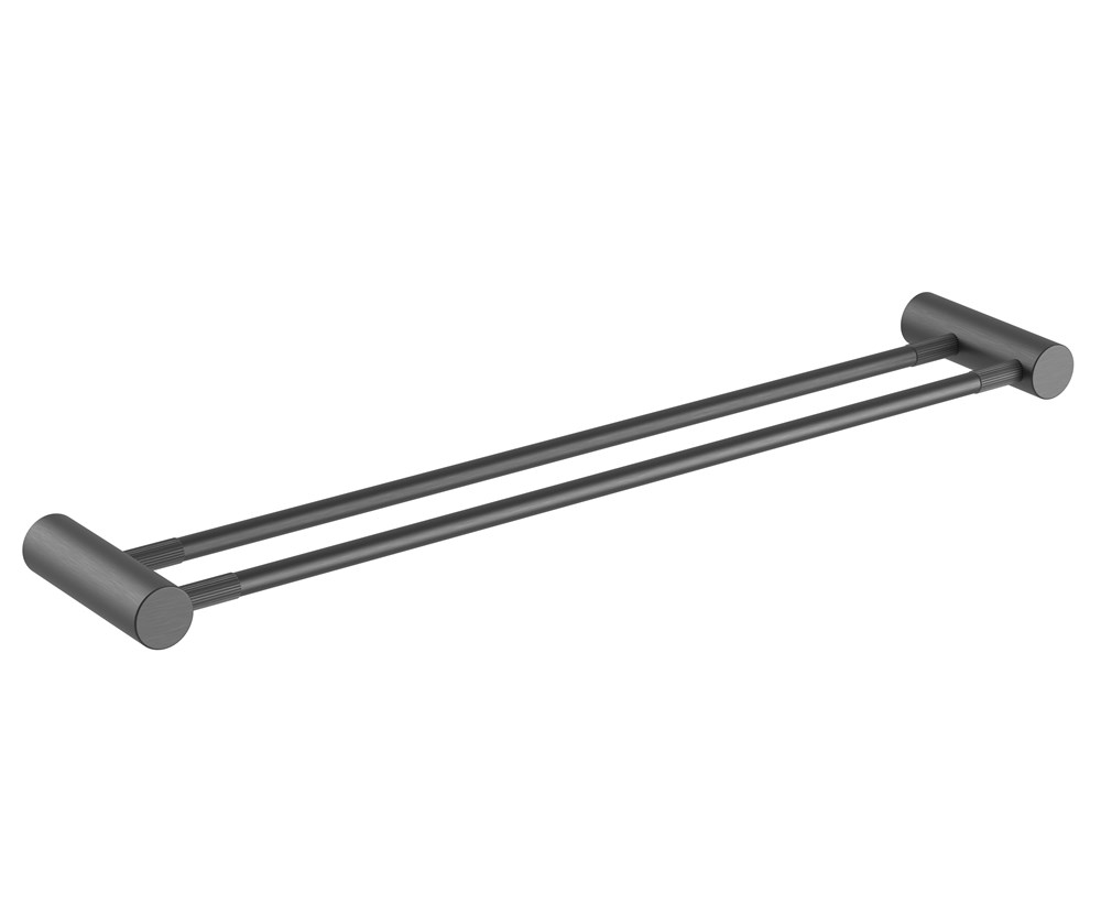 CADDENCE - 600mm Brushed Gunmetal Double Towel Rail - Image 3