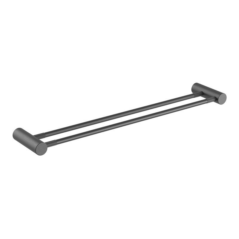 CADDENCE - 800mm Brushed Gunmetal Double Towel Rail