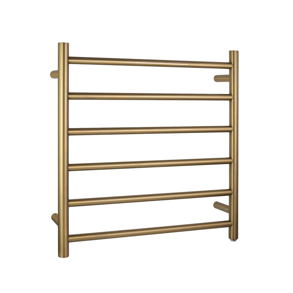 Brushed Brass Heated Towel Rack 6 Bars
