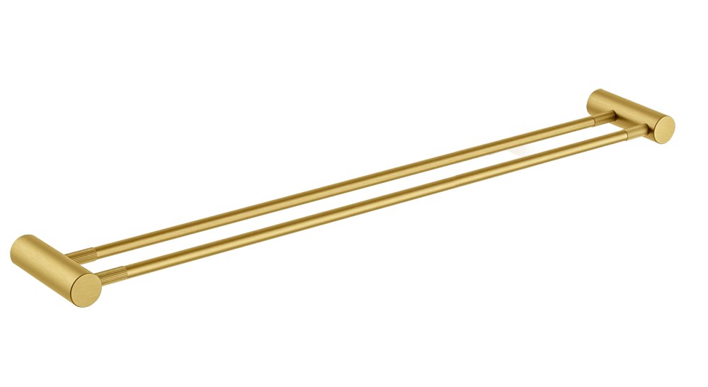 CADDENCE - 800mm Brushed Brass Double Towel Rail - Image 2