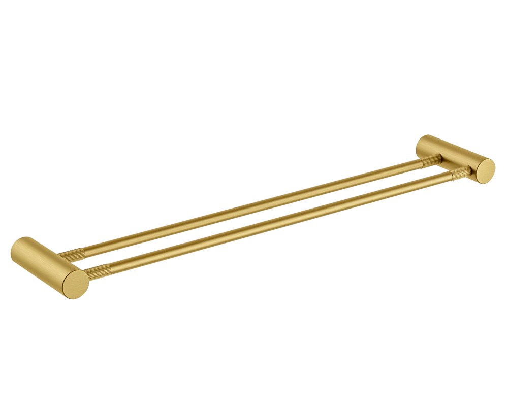 CADDENCE - 600mm Brushed Brass Double Towel Rail - Image 3