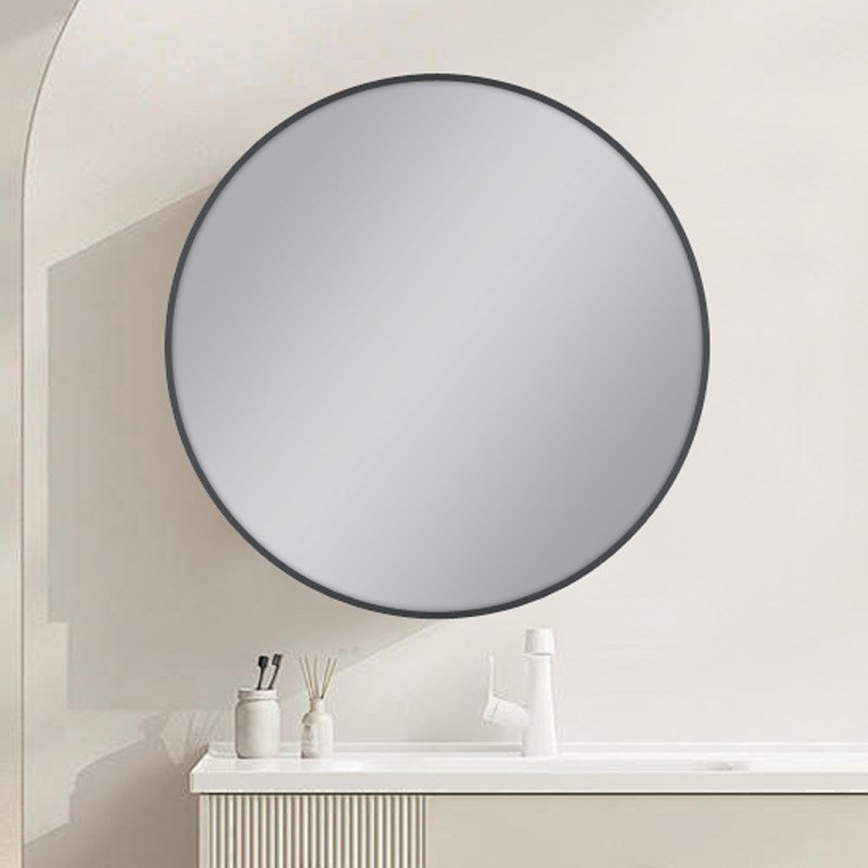 800mm Carysil Round Gun Metal Grey Framed Mirror