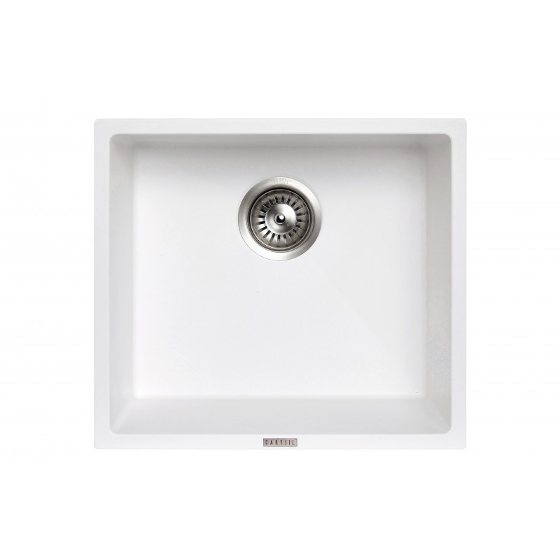 457x406mm White Carysil Granite Single Bowl Kitchen Sink - Image 2