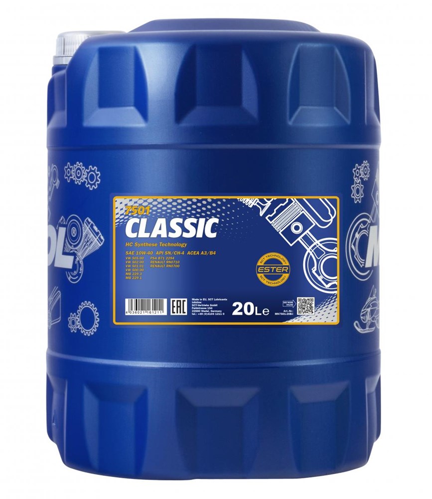 MANNOL 7501 20L CLASSIC SAE 10W-40 HC Synthese