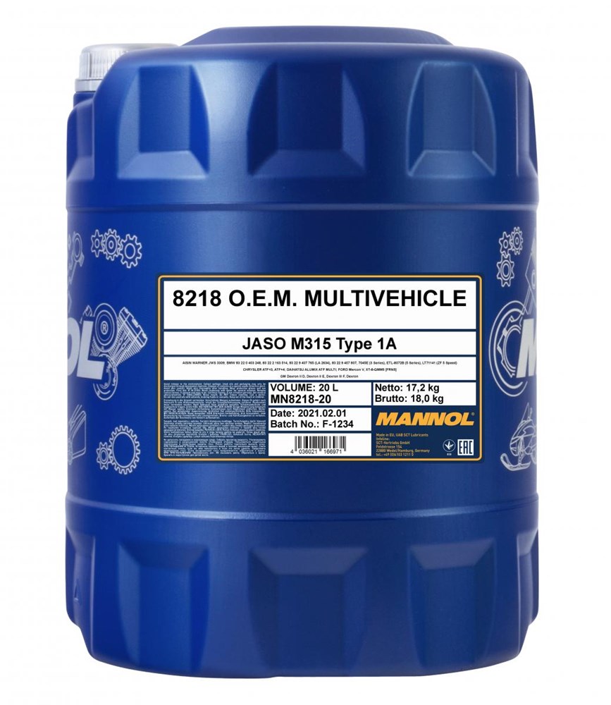MANNOL 8218 20L ATF Multivehicle JWS 3309 8218