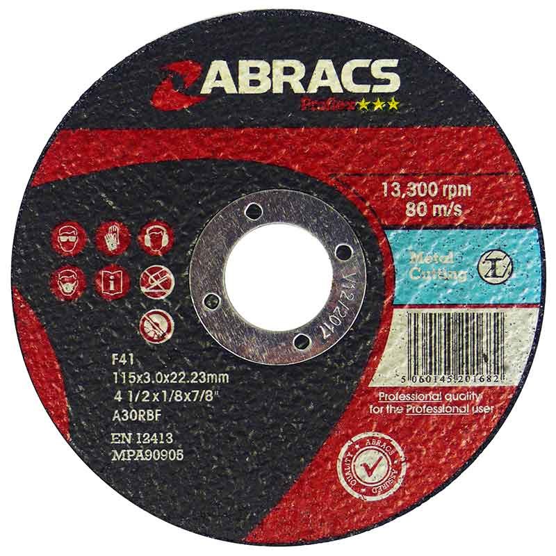 115 x 3.0 x 16mm Type 41 A30S4BF Flat metal cutting Disc Max RPM 15,200