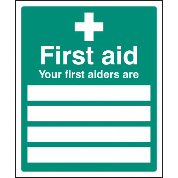 Your First Aiders Are Safety Sign