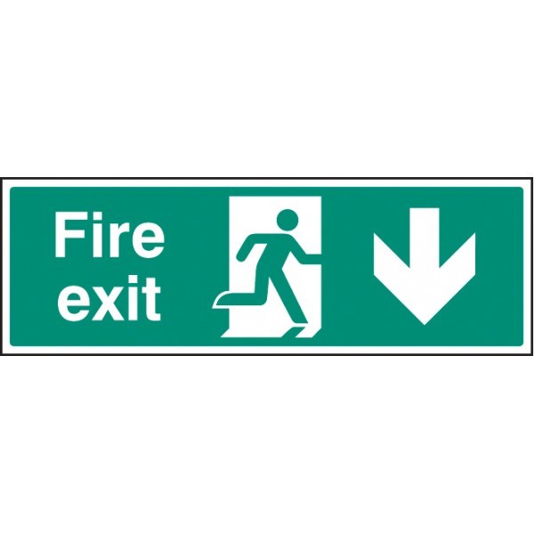 Fire Exit - Down Arrow Safety Sign