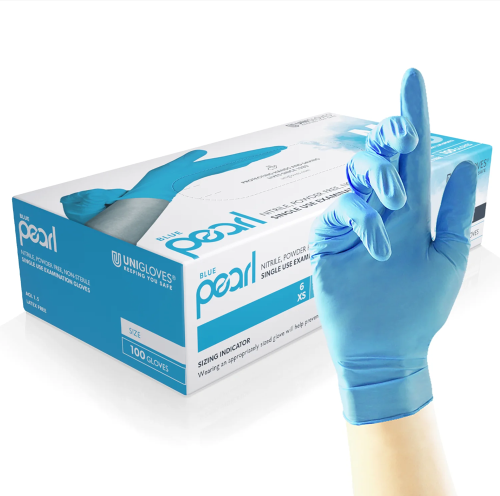 Blue Pearl Nitrile Fingertip textured Glove (pack 100)