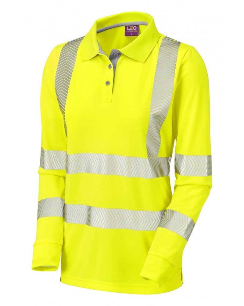 Ladies Long Sleeved High Visibility Cool Vis Polo Shirt