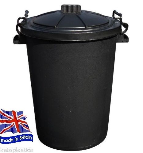 80LT General Waste Dustbin with Lid Clips