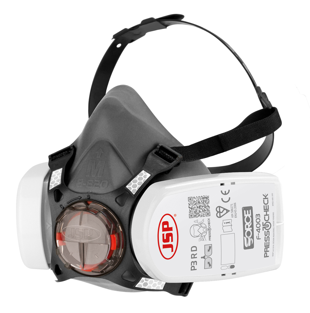 JSP Force 8 Half Mask Respirator Complete with Press To Check P3 Filters