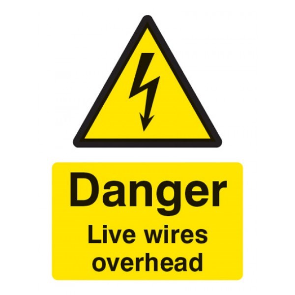 Danger Live Wires Overhead Safety Sign (Portrait)