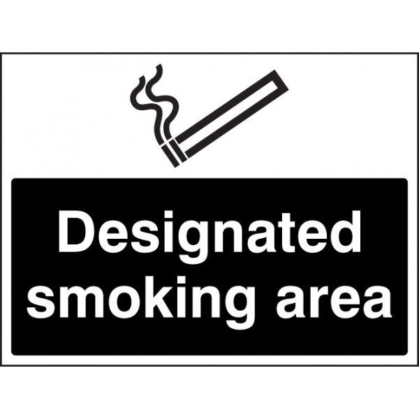 Designated Smoking Area (White / Black) Safety Sign