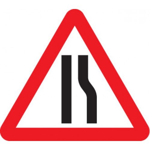Road Narrows Right Triangle Sign