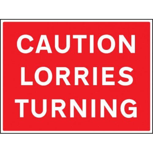 Caution Lorries Turning Rectangular Sign
