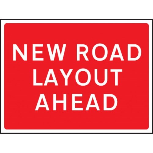 New Road Layout ahead Rectangular Sign