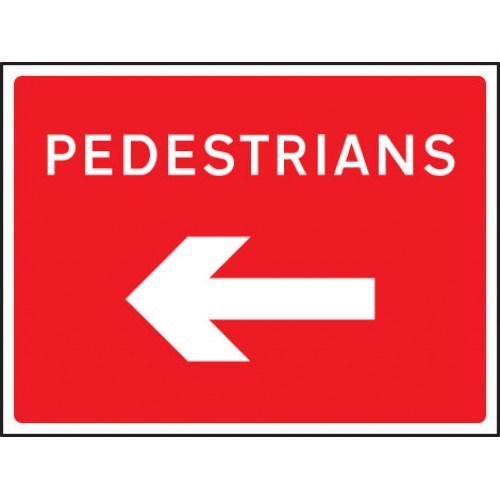Pedestrians Arrow Left Rectangular Sign
