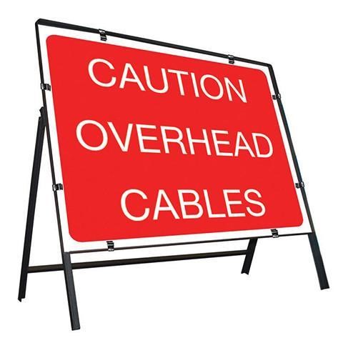 Caution Overhead Cables Rectangular Sign